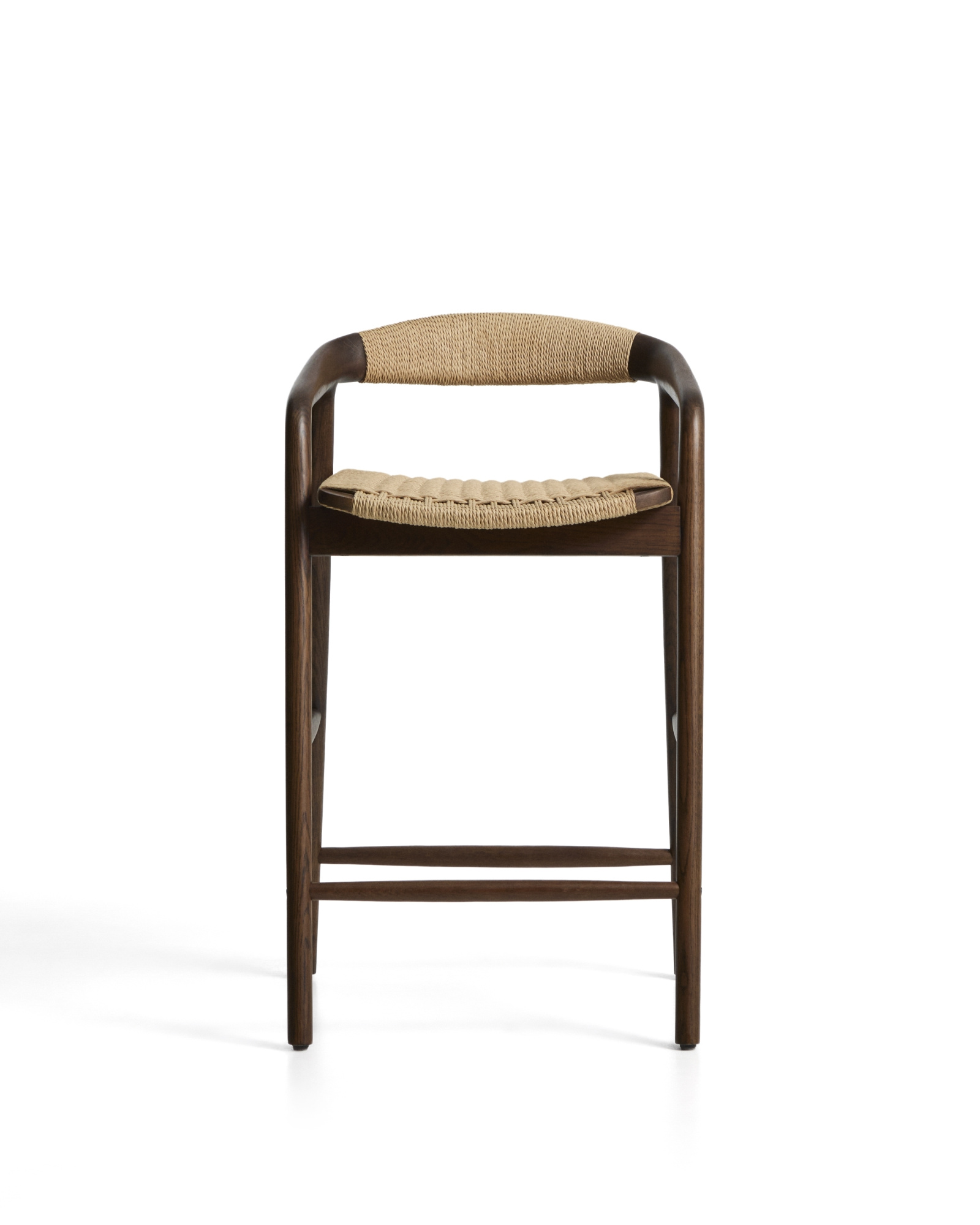 Уличный полубарный стул Derile из массива дуба в отделке орех и бежевой веревки La Forma 481897