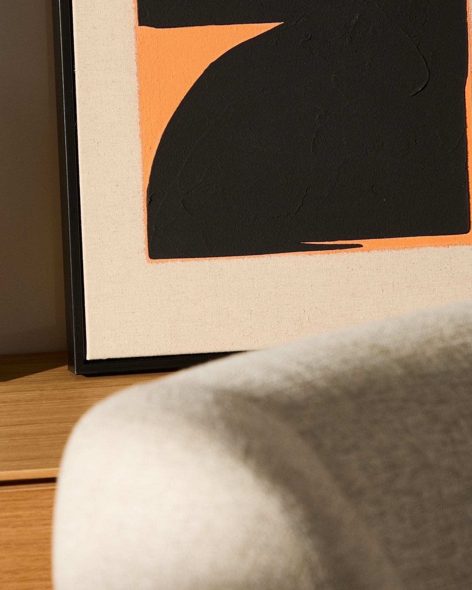 Zernu Абстрактная картина на оранжево-чёрном льняном холсте, 42 x 65 см La Forma (ex Julia Grup)