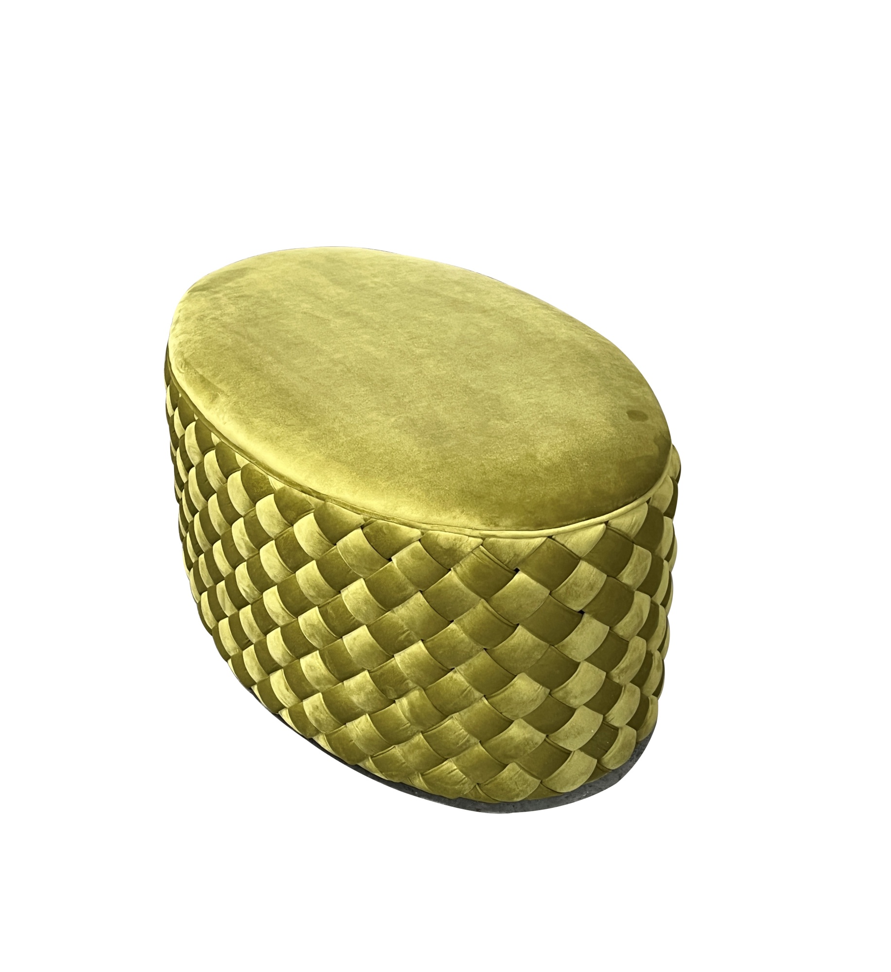 Пуф овальный плетеный велюровый оливковый Garda Decor N-PUF305 OLI