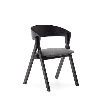 Стул Godia из дерева с черной отделкой и серым шениллом La Forma (ex Julia Grup)
