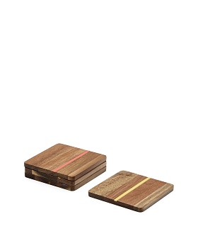 Zairin Набор из 4 подставок из акации и вставками из разноцветного металла La Forma (ex Julia Grup)