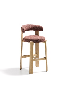 Барный стул Granite из терракотовой синели и ясеня с натуральной отделкой 75 см La Forma (ex Julia Grup)