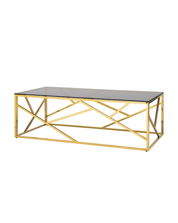 Журнальный стол 120*60 АРТ ДЕКО стекло smoke сталь золото Stool Group