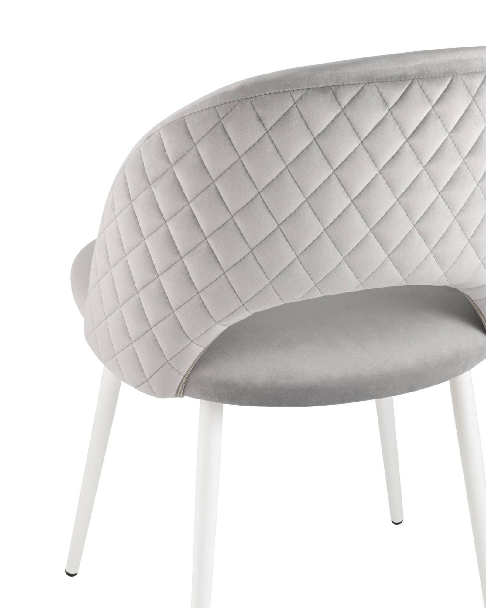 Стул Меган велюр с ромбами светло-серый белые ножки Stool Group