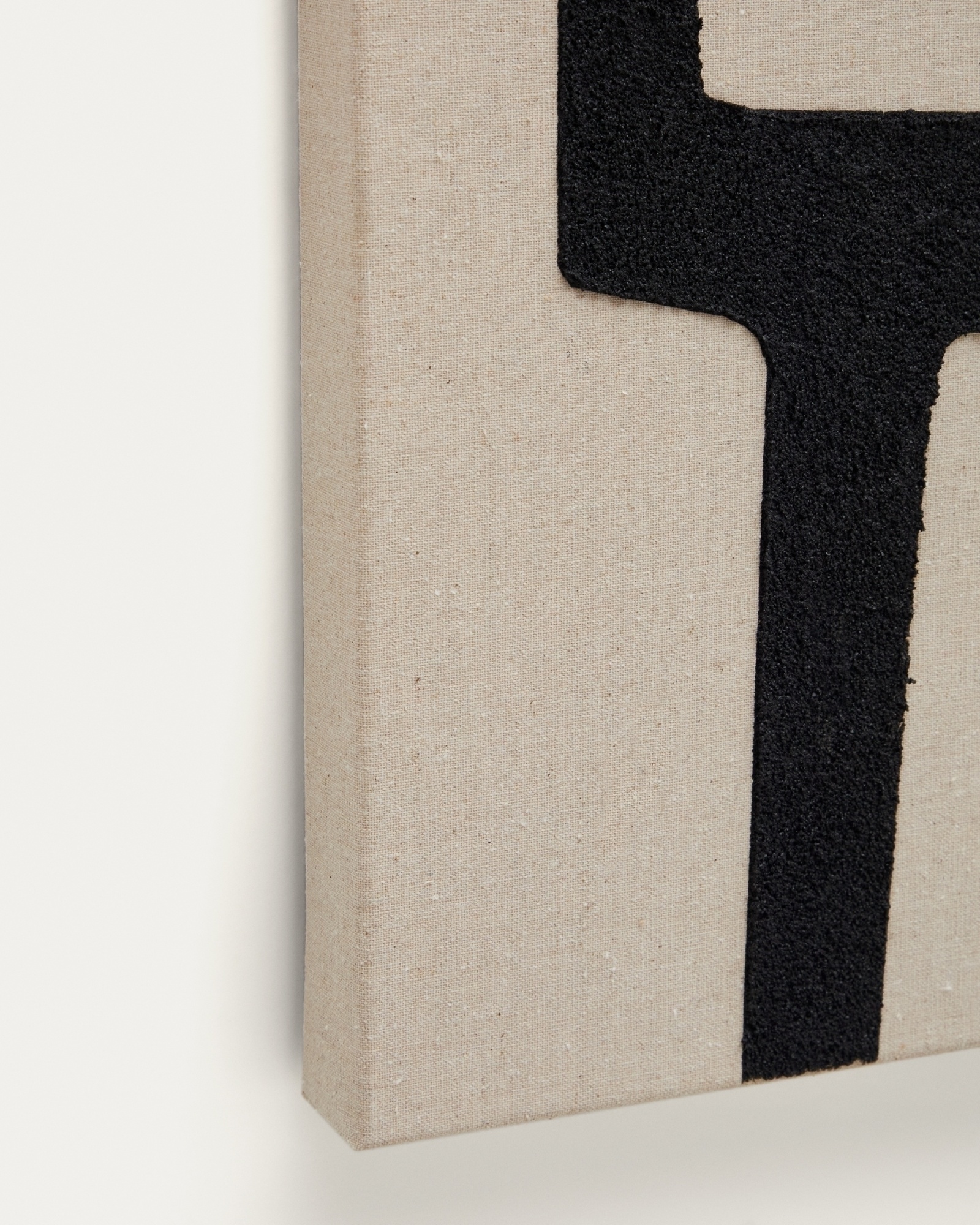 Salmi Абстрактная картина на льне бежевого и черного цвета 100 х 70 см La Forma (ex Julia Grup)