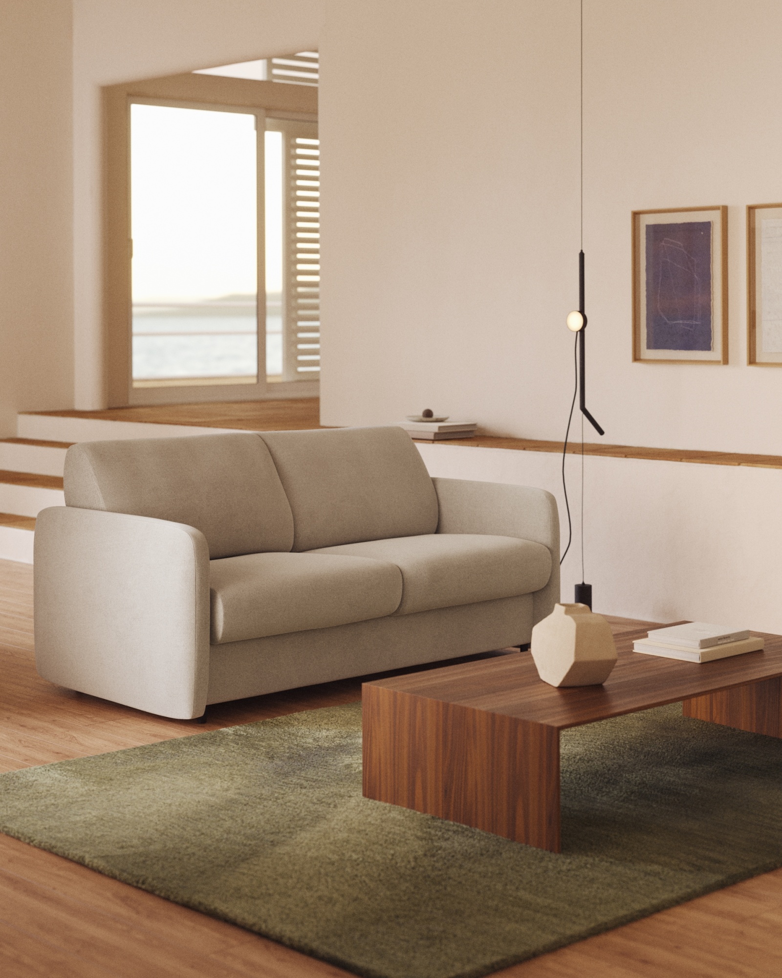 Nuala 3-местный диван-кровать жемчужного цвета, 184 см La Forma (ex Julia Grup)