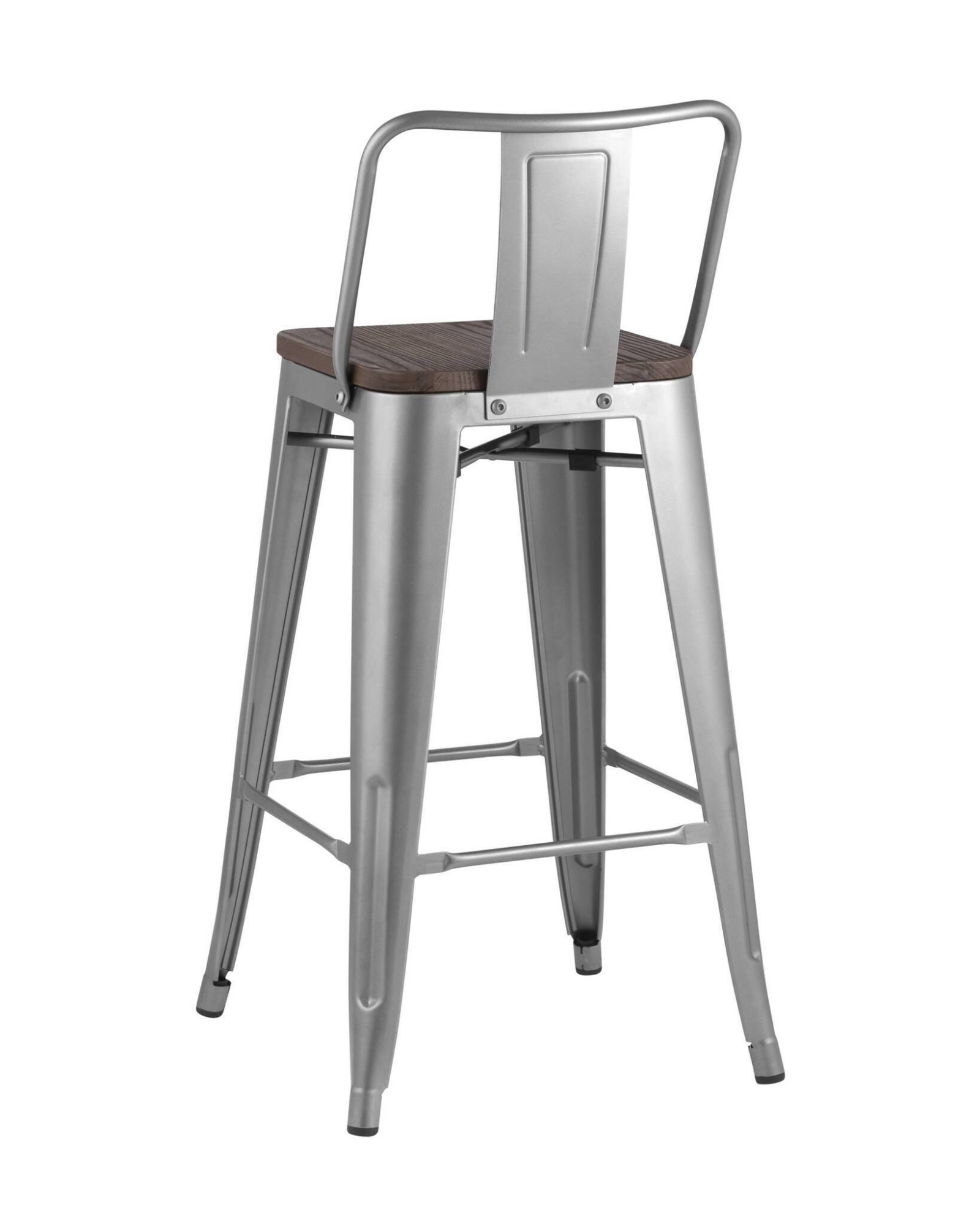 Стул полубарный TOLIX WOOD со спинкой серебристый матовый Stool Group