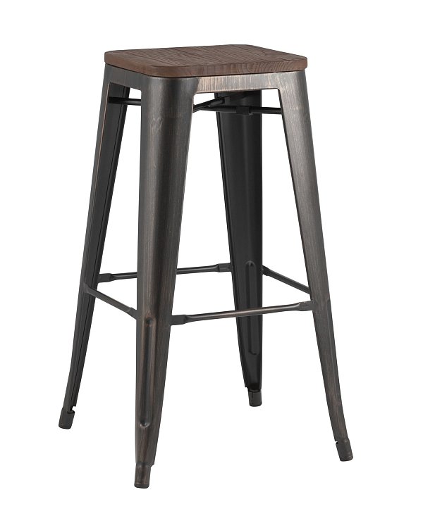 Стул барный TOLIX WOOD черный патина золото Stool Group