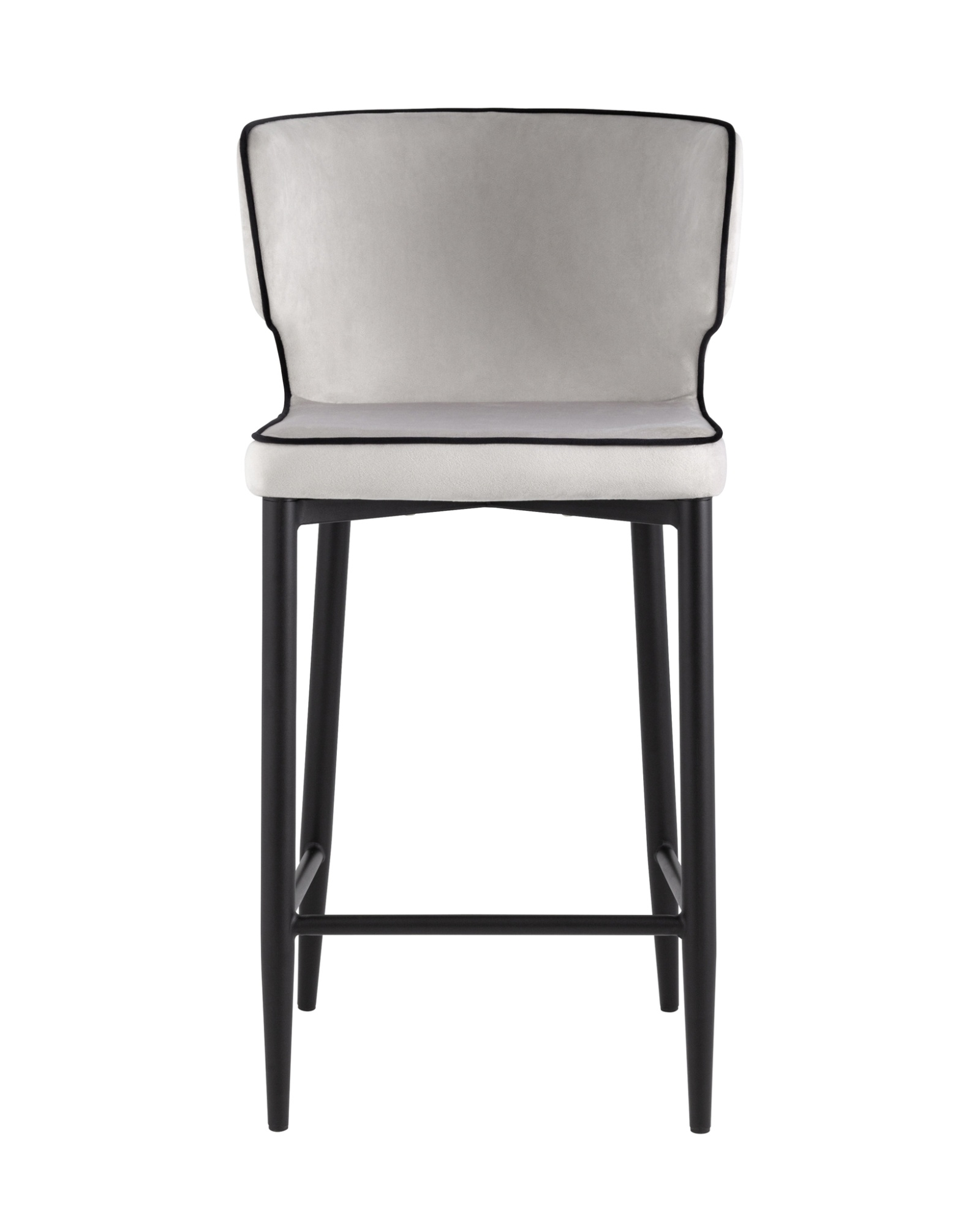 Стул полубарный Матео с кантом велюр светло-серый Stool Group
