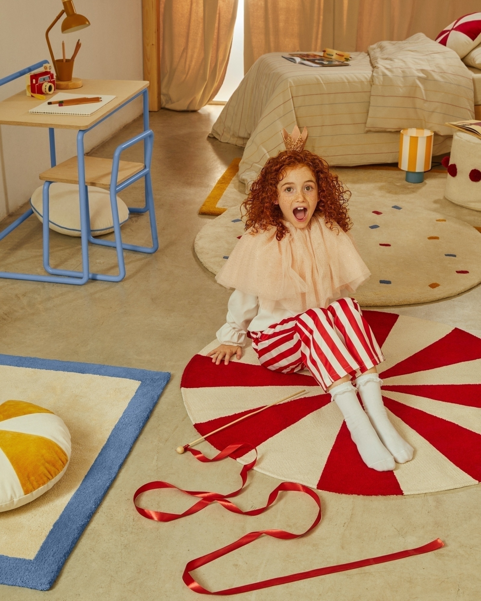 Ковер Wirla бежево-красный 100% хлопок Ø 100 см La Forma (ex Julia Grup)