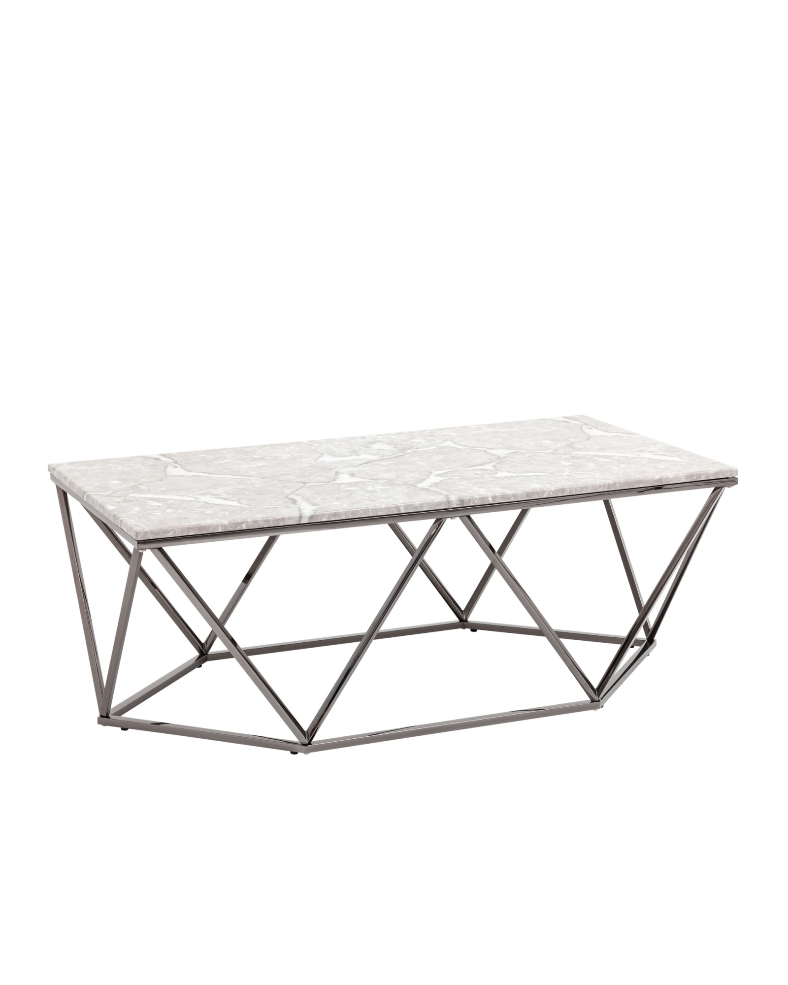 Журнальный столик Авалон 122*66 серый мрамор сталь темный хром Stool Group