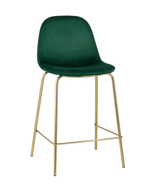 Стул полубарный Валенсия велюр зеленый золотые ножки Stool Group