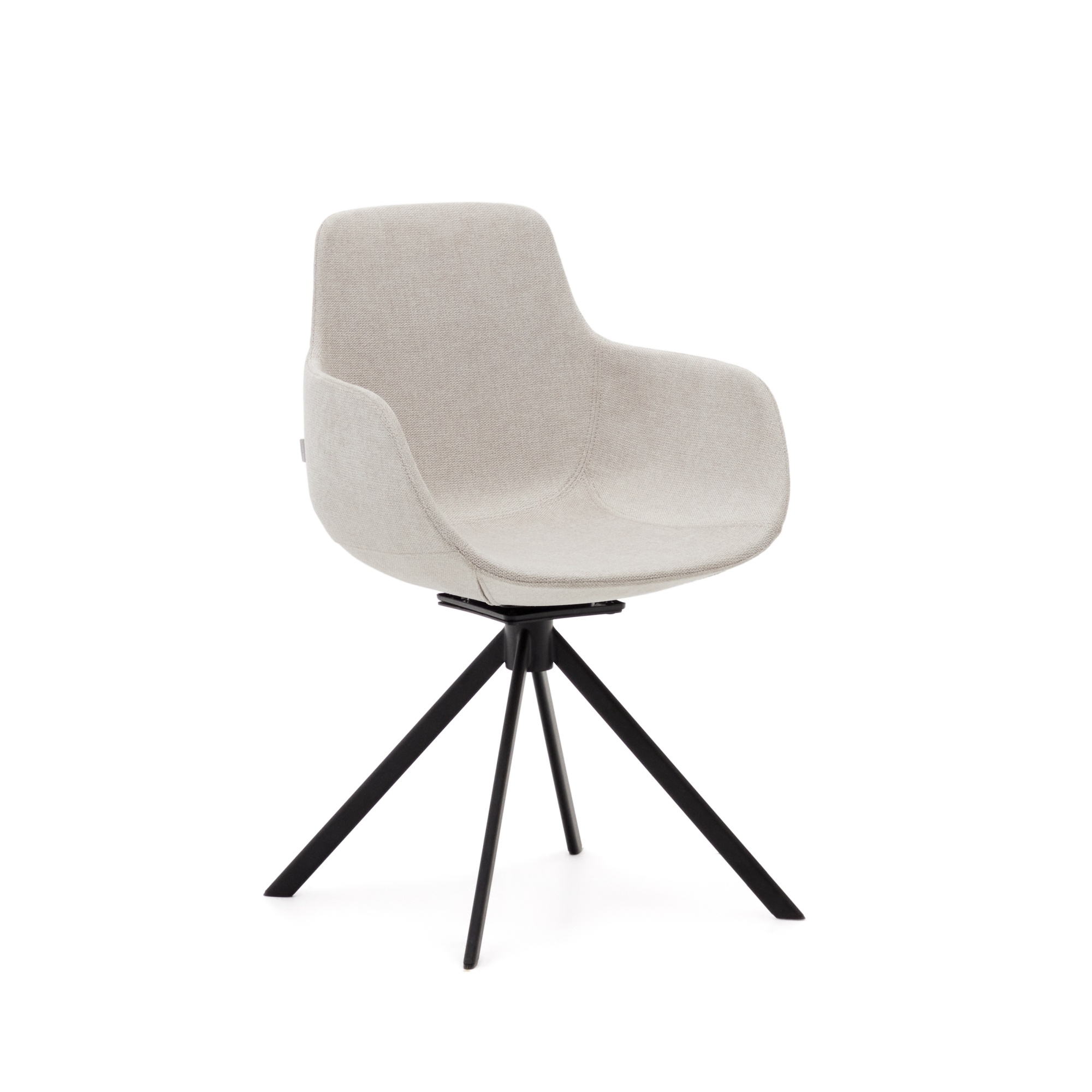 Поворотное рабочее кресло Tissiana из бежевой синели и матового черного алюминия La Forma (ex Julia Grup)