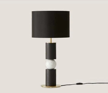 Настольная лампа Alda золотой металл/черное дерево/белый мрамор + черный абажур 801021/35 Aromas del Campo