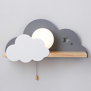 Бра с полкой Серое Облако Wall Lamp Gray Cloud by ImperiumLoft