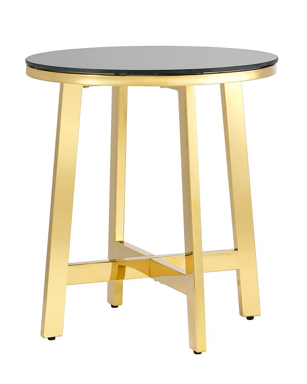 Журнальный стол 50*50 АЛЬБА золото стекло черное Stool Group