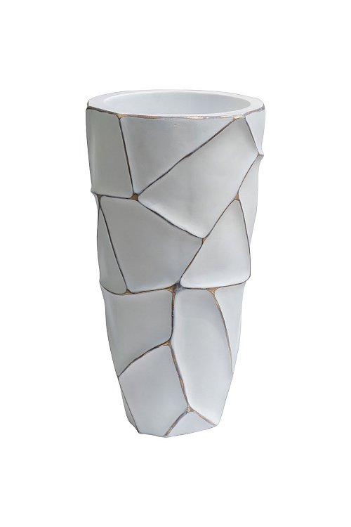 Кашпо белое с золотом Garda Decor ZSC872-19WH-GL