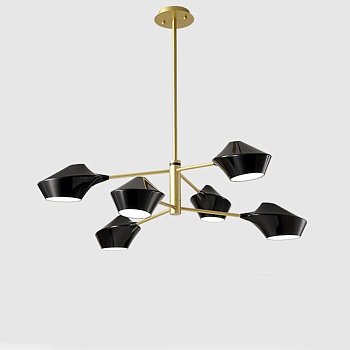 Люстра на штанге LANT D95 6 lamps Gold/Black by ImperiumLoft