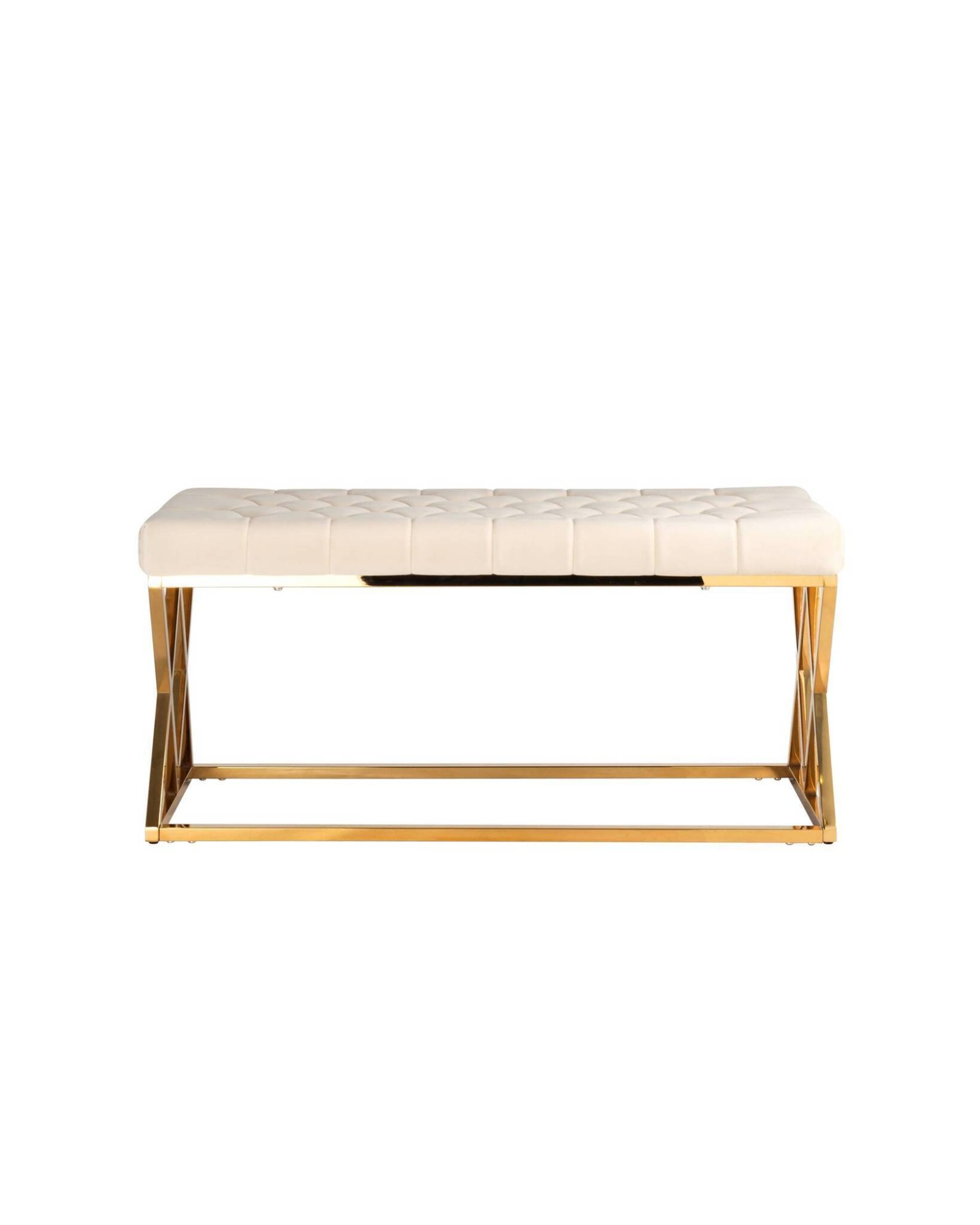 Банкетка ИНСИГНИЯ велюр бежевый сталь золото Stool Group