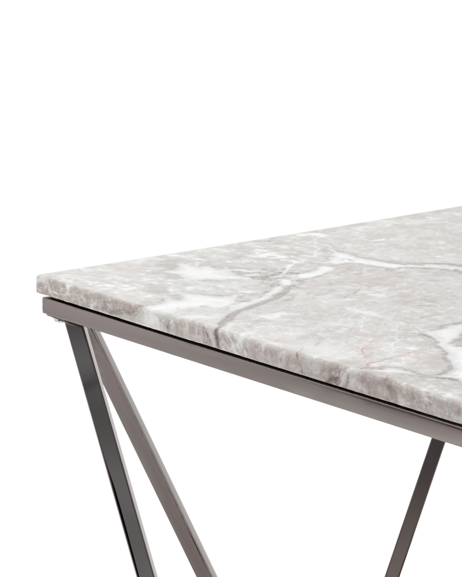 Журнальный столик Авалон 61*61 серый мрамор сталь темный хром Stool Group