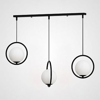 Подвесной светильник HOOP-TRIO Черный, Круг, Планка by ImperiumLoft