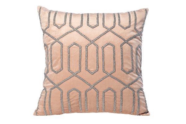 Подушка декоративная с бисером "Геометрия" розовая/серебро Garda Decor 70SW-20227