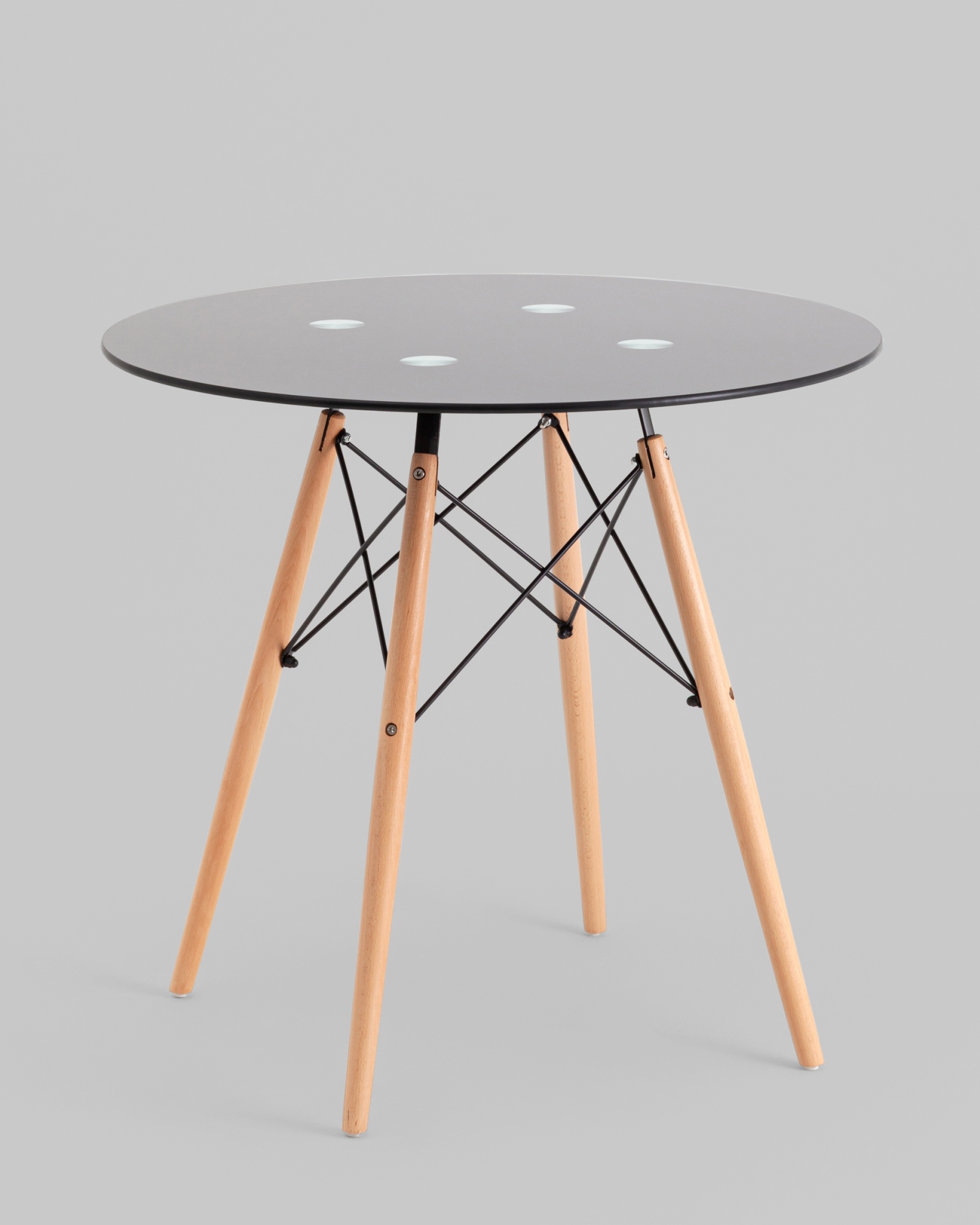 Стол круглый EAMES DSW NEW D=80 стеклянный черный Stool Group