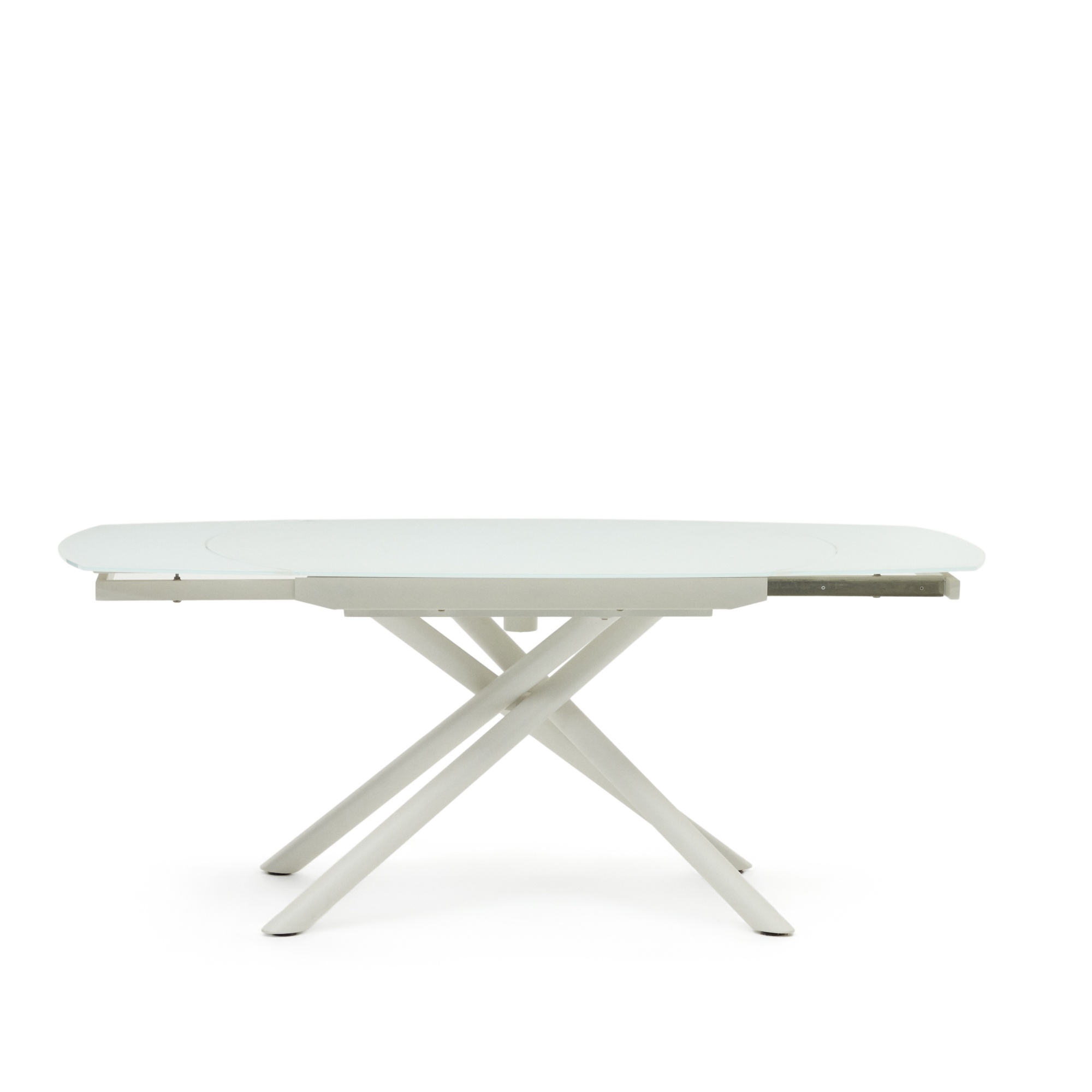 Vashti Раздвижной стол из стекла и МДФ со стальными ножками белого цвета 130(190) x 100 см La Forma (ex Julia Grup)