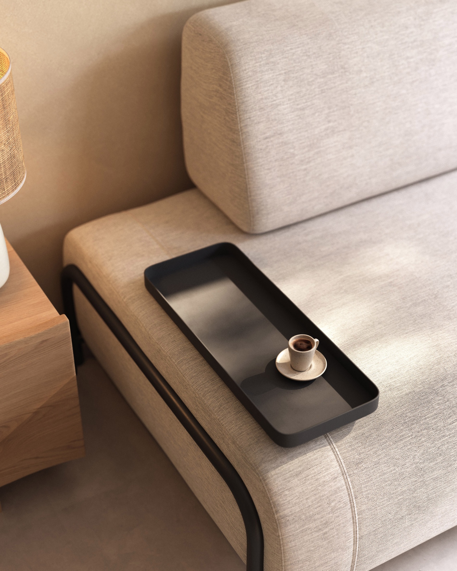 Диван 3-х местный Compo c маленьким подносом серый La Forma (ex Julia Grup)