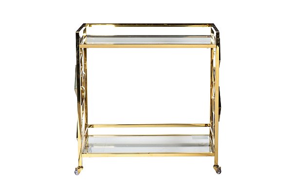 Стол-тележка сервировочная прозрачное стекло/золото Garda Decor GY-CRT8164GOLD