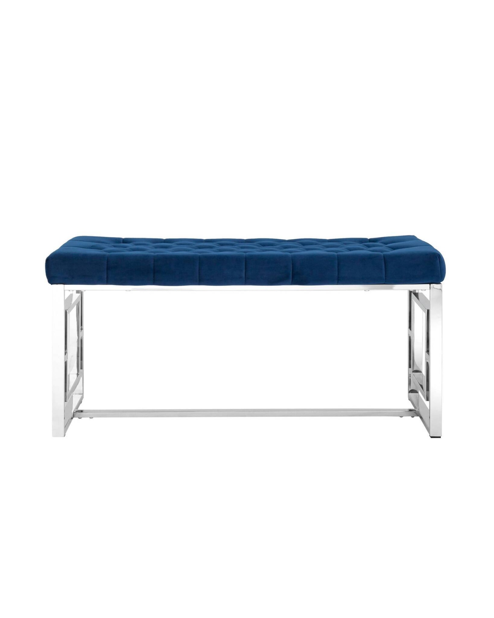 Банкетка-скамейка БРУКЛИН велюр синий сталь серебро Stool Group