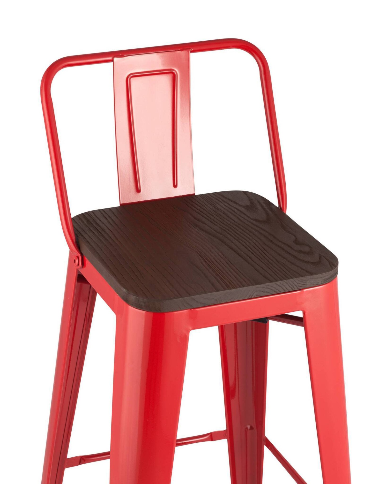 Стул барный TOLIX WOOD со спинкой красный глянцевый Stool Group