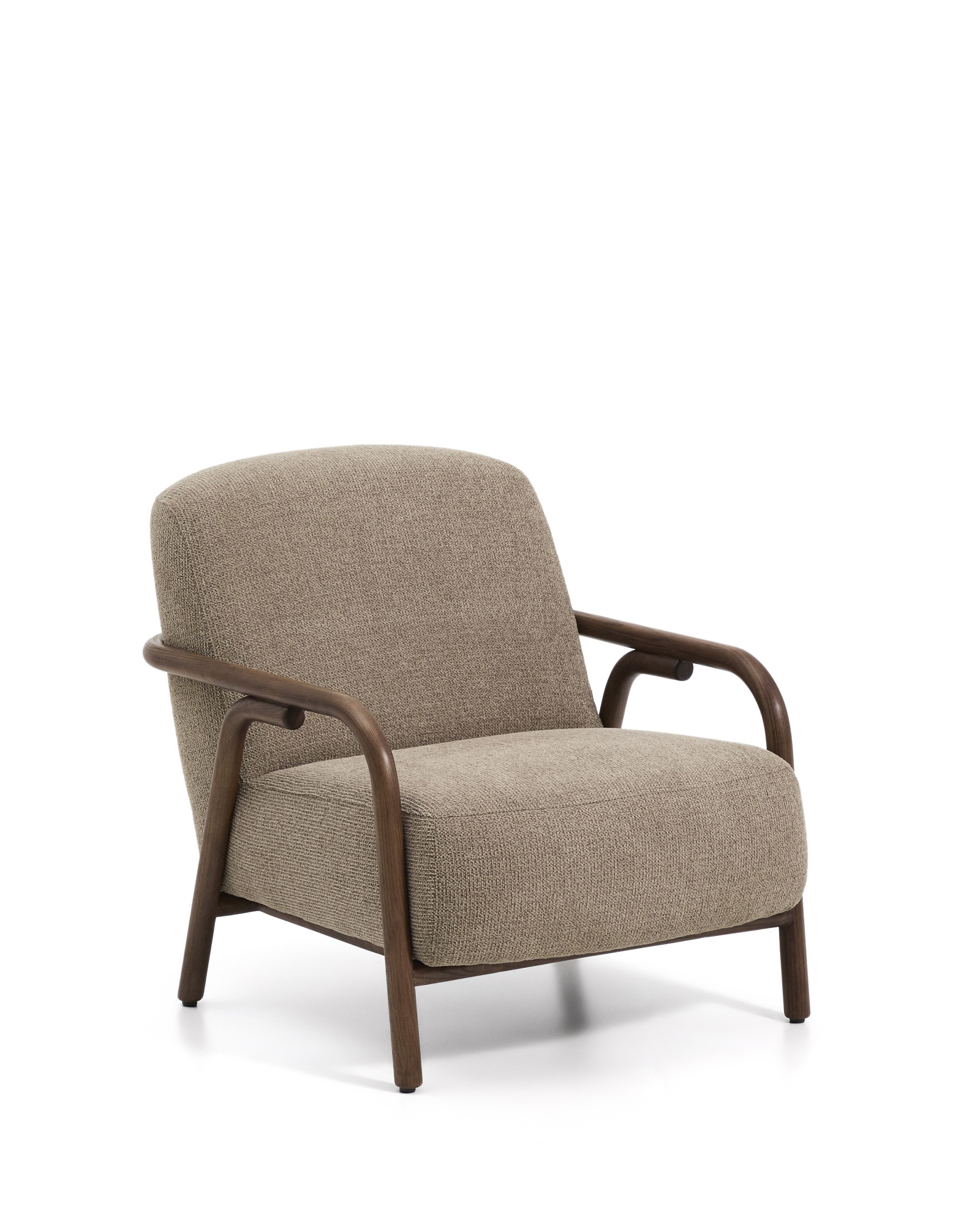 Кресло Sylo из серо-коричневого шенилла и ясеня с отделкой цвета орех La Forma 443044