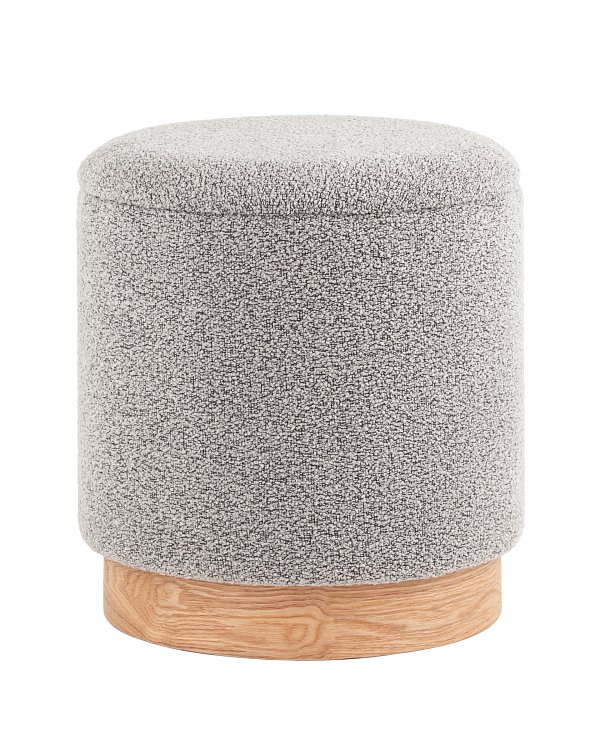 Пуф с ящиком Холли S букле серый Stool Group