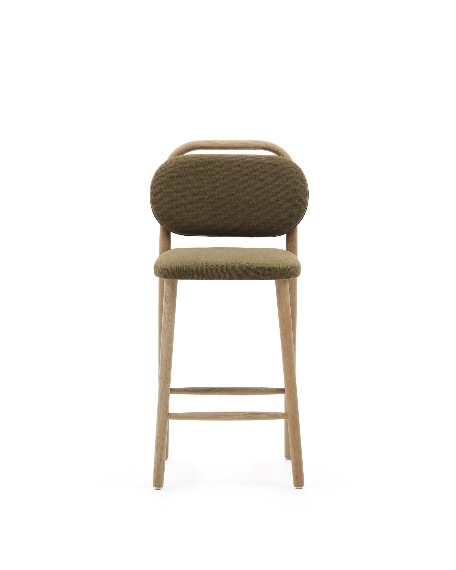 Полубарный стул Helda из зеленого шенилла и массива дуба FSC 65 см La Forma (ex Julia Grup)
