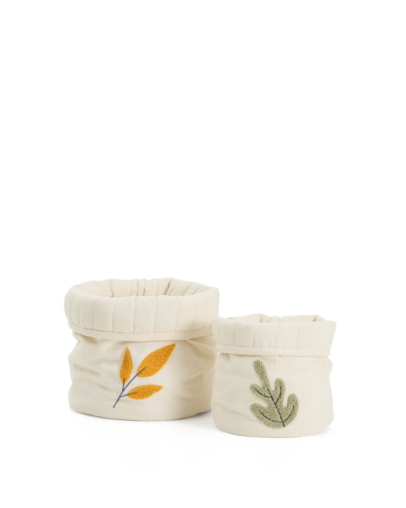 Набор из 2 детских корзинок из бежевого хлопка Tandani с вышитыми листьями La Forma (ex Julia Grup)