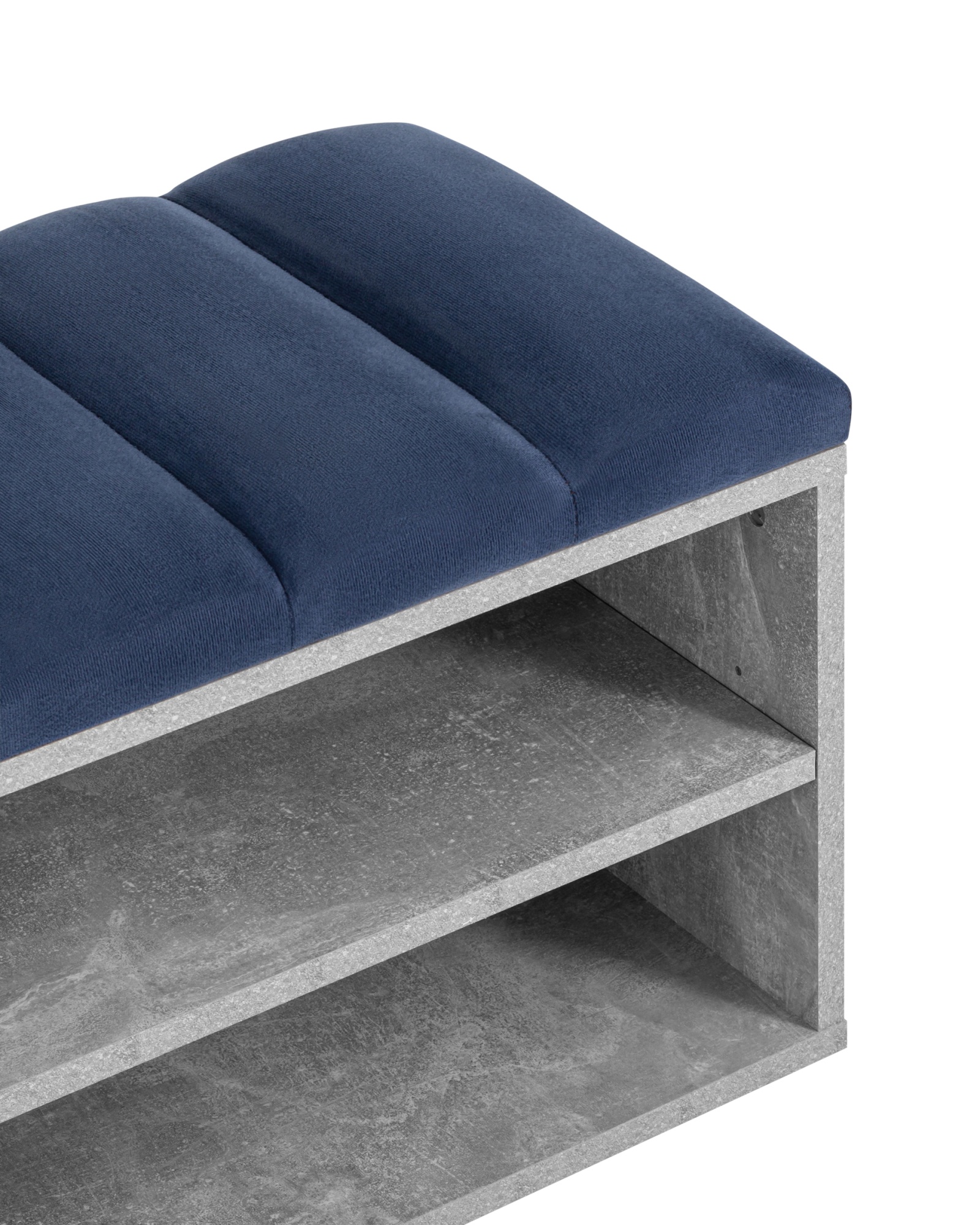 Обувница Хольст серая велюр синий Stool Group