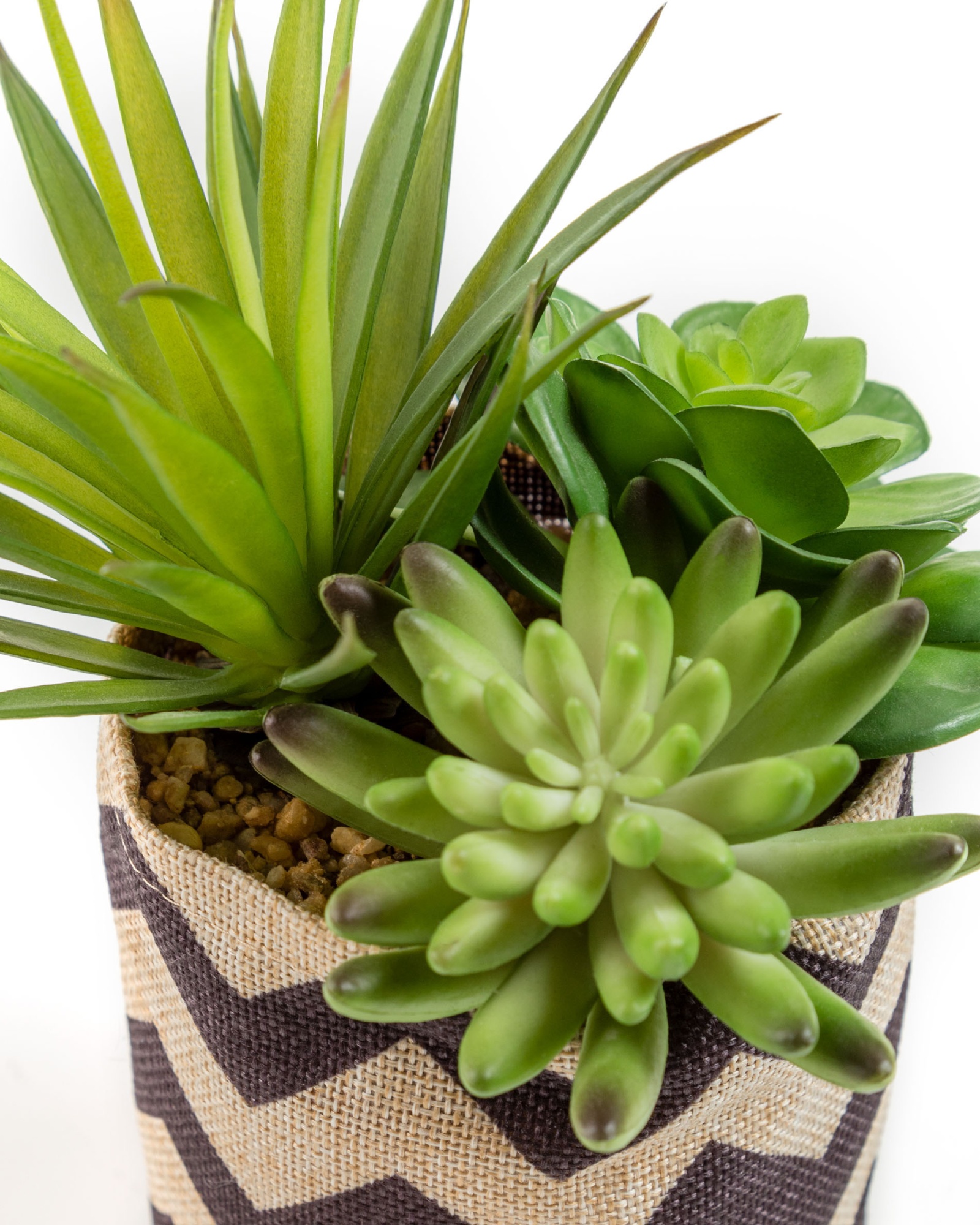 Flower Смесь искусственных суккулентов в горшке из натуральной и черной рафии La Forma (ex Julia Grup)