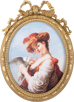 Картина настенная Дама с голубем, под старину, масло Glasar 28-719