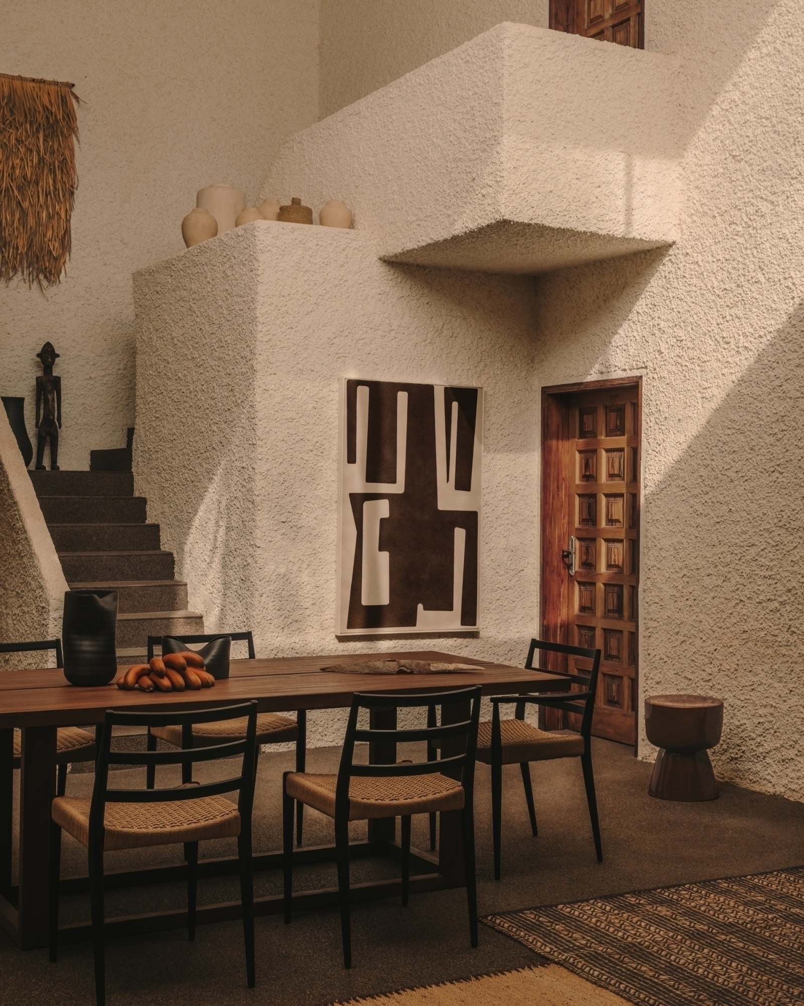 Analy Стул из массива дуба с черной отделкой и сиденьем из 100% веревки La Forma (ex Julia Grup)