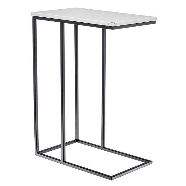 Придиванный столик Loft 50x30см, белый мрамор с черными ножками Bradex Home RF 0358