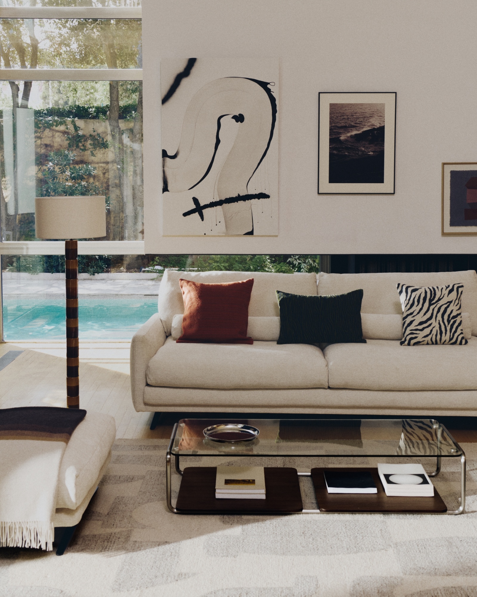 Торшер Mavran из коричневой керамики с хлопковым абажуром La Forma (ex Julia Grup)