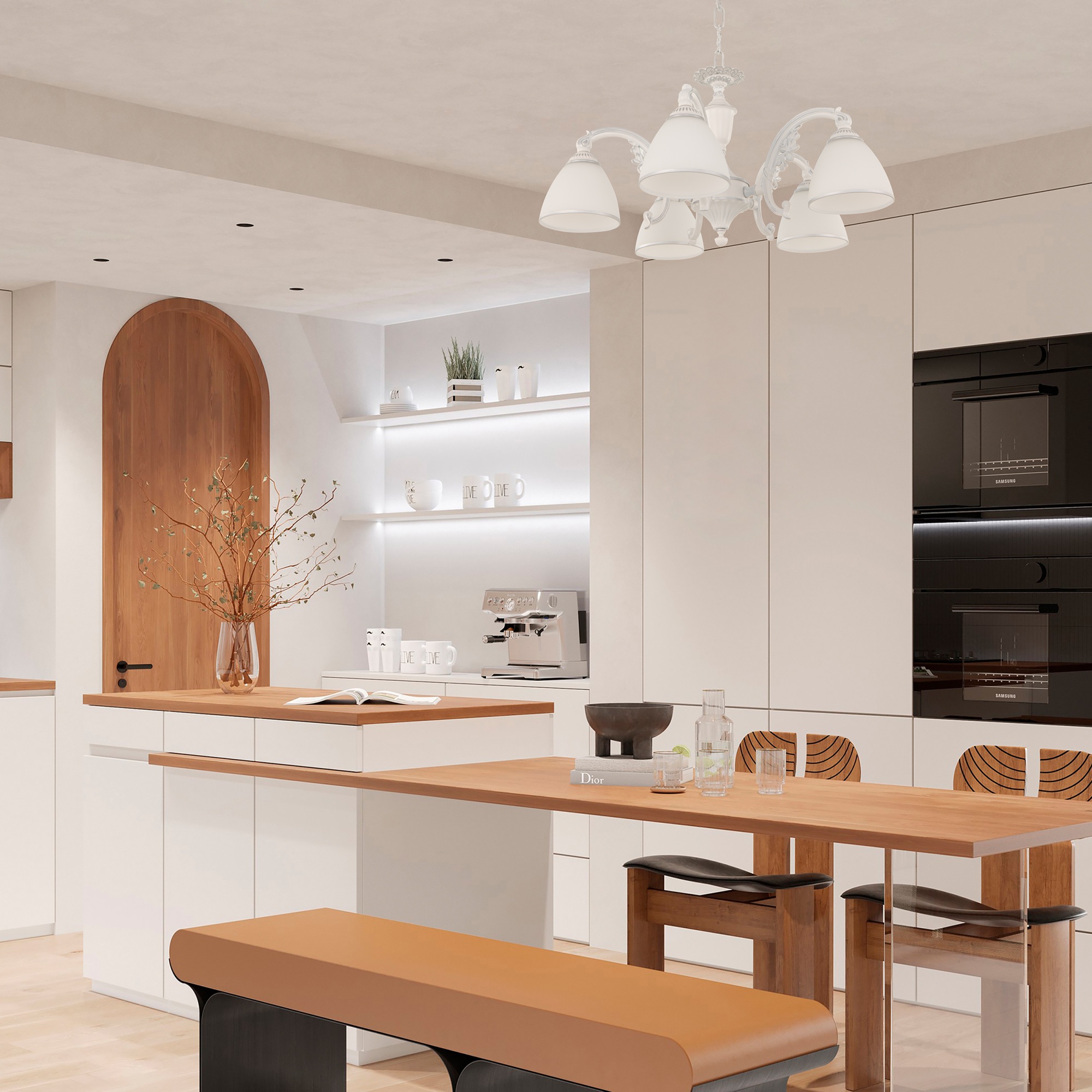 Люстра с плафонами 341837/5 WT+SL Arte Milano