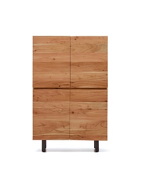 Буфет Uxue из массива акации с беленой отделкой и черной сталью 100 x 155 La Forma (ex Julia Grup)