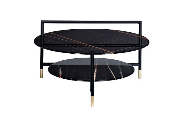 Стол журнальный круглый с полкой черный Garda Decor 30B-872 BL