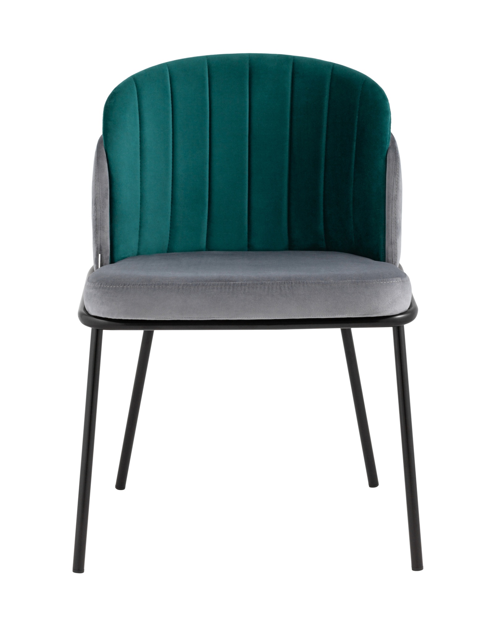 Стул Дабл велюр серый с изумрудной вставкой Stool Group