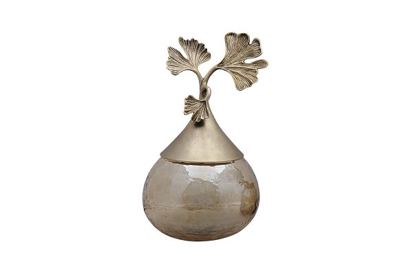 Ваза декоративная "Гинкго" из текстурированного стекла с крышкой Garda Decor 69-1018055