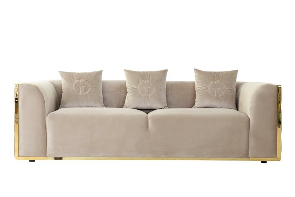 Диван Bern трехместный велюровый бежевый Garda Decor 102AN-DIV-9173-BEG
