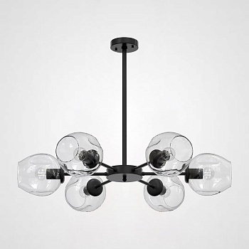 Люстра на штанге MARINE B 6 Black/Transparent by ImperiumLoft