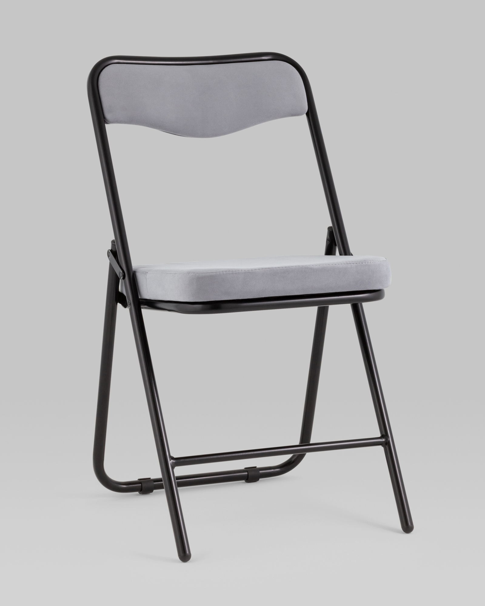 Складной стул Джонни велюр серый каркас черный матовый Stool Group